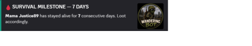 Survival milestone feed preview
