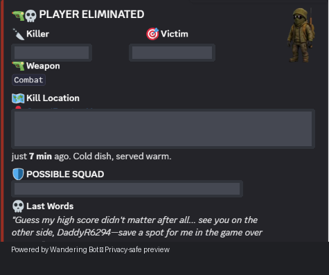 Player eliminated feed preview