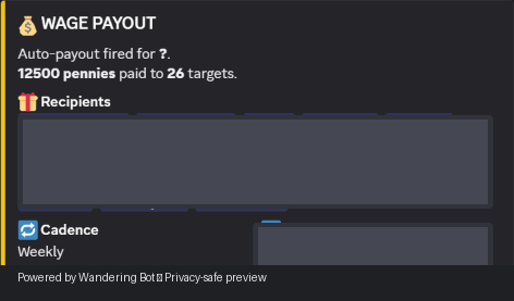 Wage payout feed preview