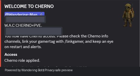 Server welcome feed preview