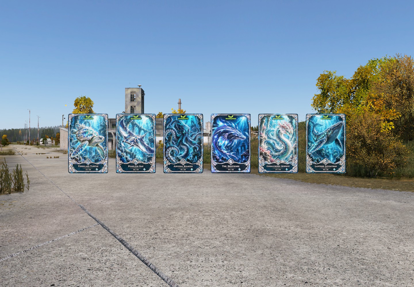 The six Ocean creature cards displayed in DayZ