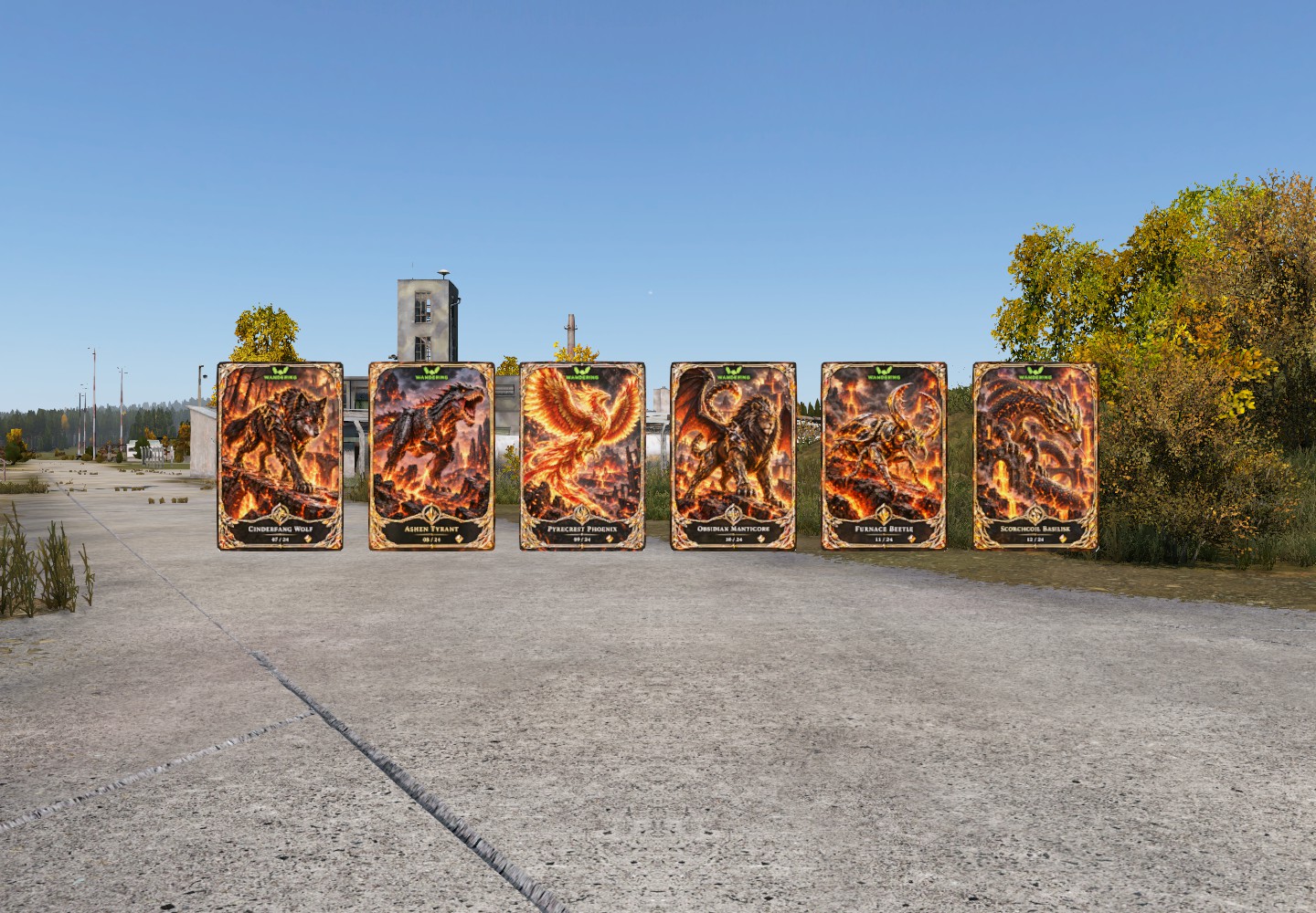 The six Volcanic creature cards displayed in DayZ