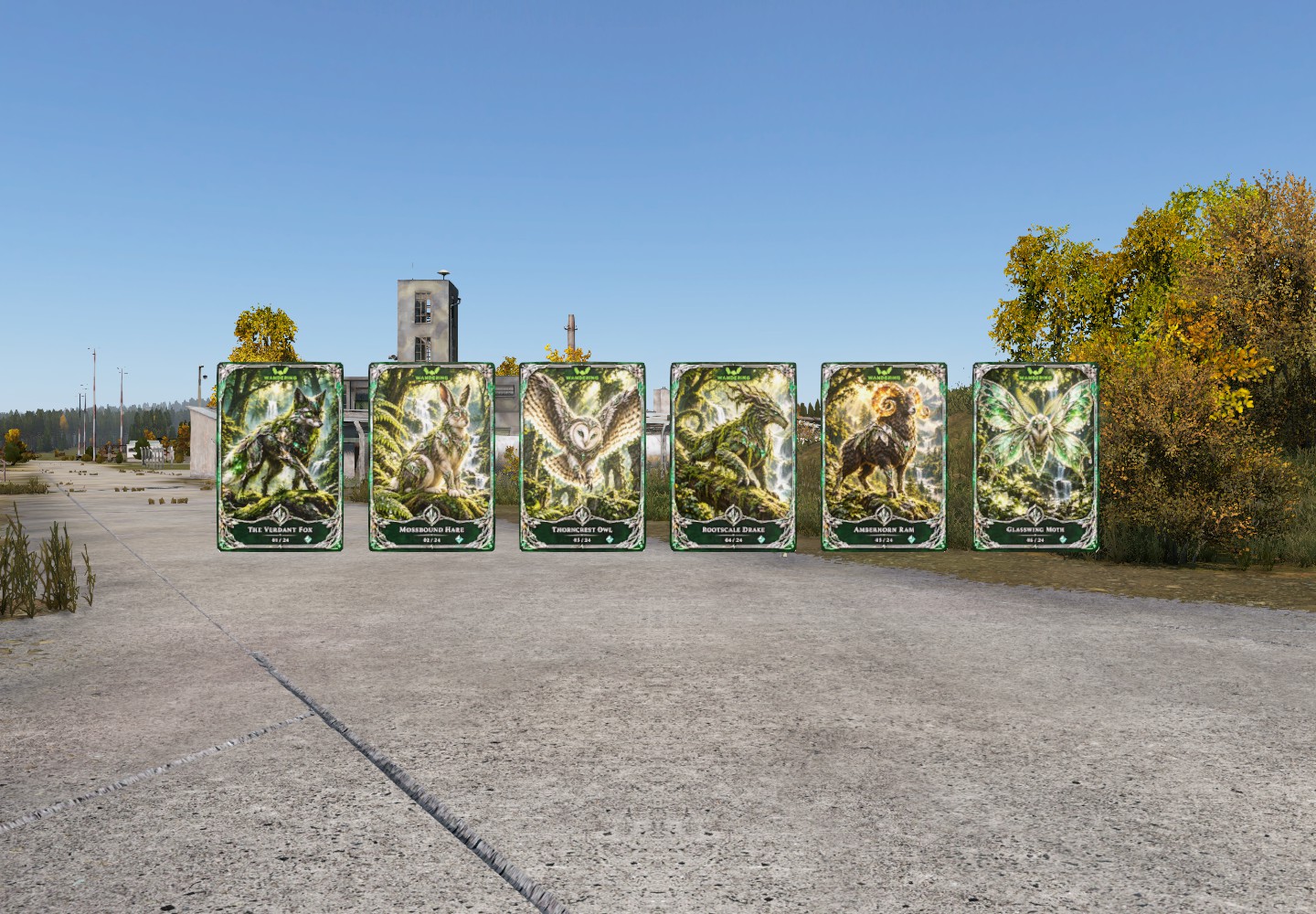 The six Woodland creature cards displayed in DayZ