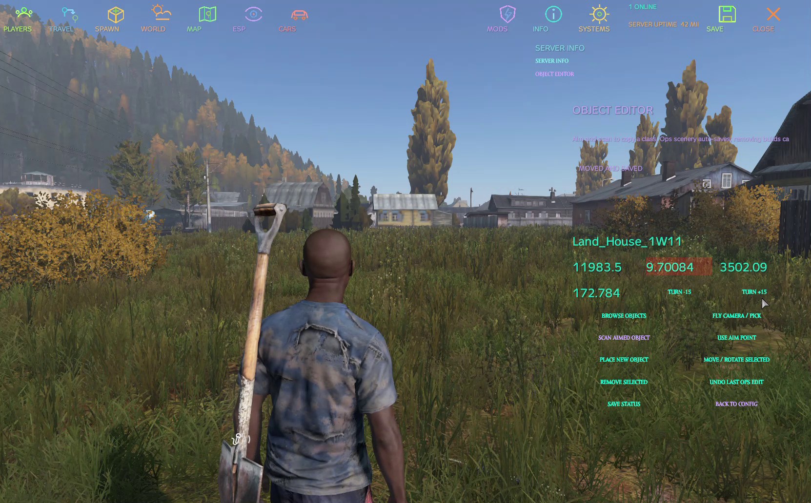 Wandering Ops object editing controls inside DayZ